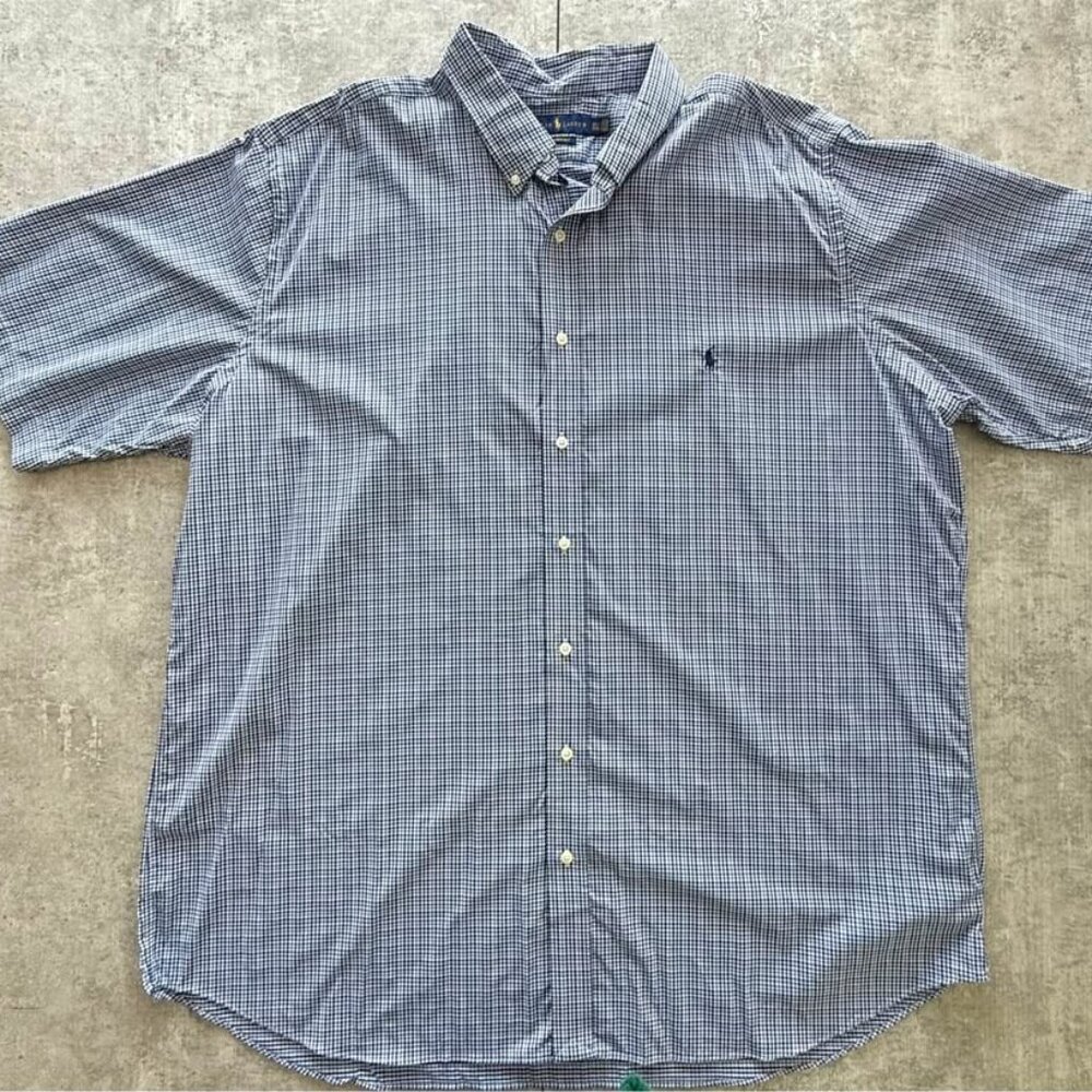 Men’s Ralph Lauren Button Up Collared Shirt Size Short Sleeved Plaid 5X